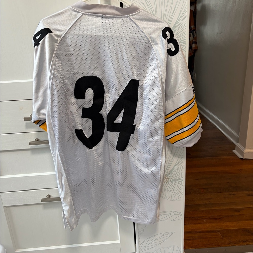 Steelers White and Black Football Jersey with Yellow Stripes